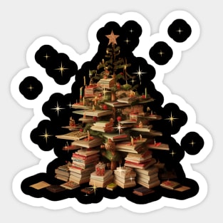 Merry Bookmas Books Christmas Tree Funny Reading Lover Christmas Sticker